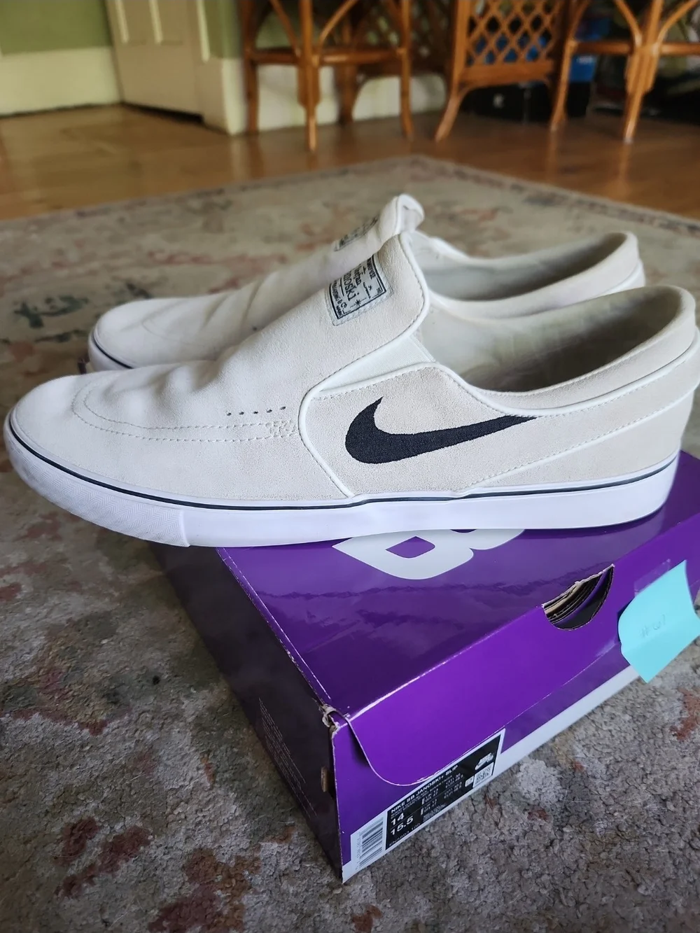 Size 14 - Nike Zoom Stefan Janoski+ Slip SB Summit Ivory & Black With Box